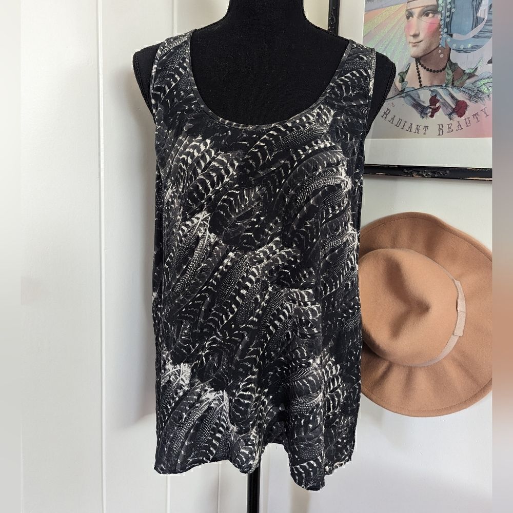 Joie Silk Top S Feather Dark Swan Romantic Whimsigoth Fairy Grunge Mobwife